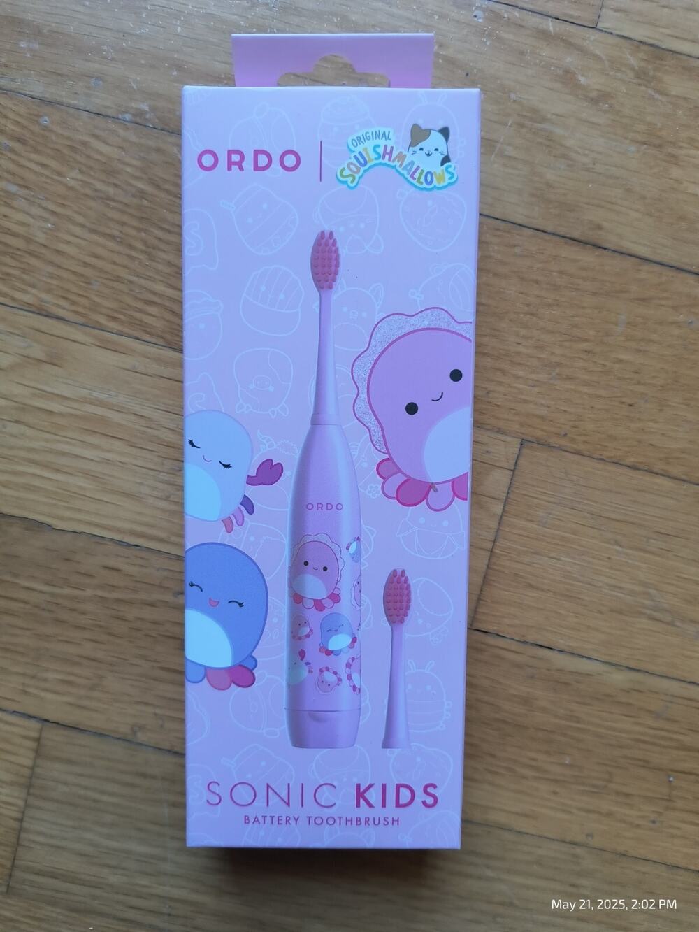 ORDO Sonic Kids Battery Toothbrush Squishmallows Auggie Pink 2 Heads New Sealed